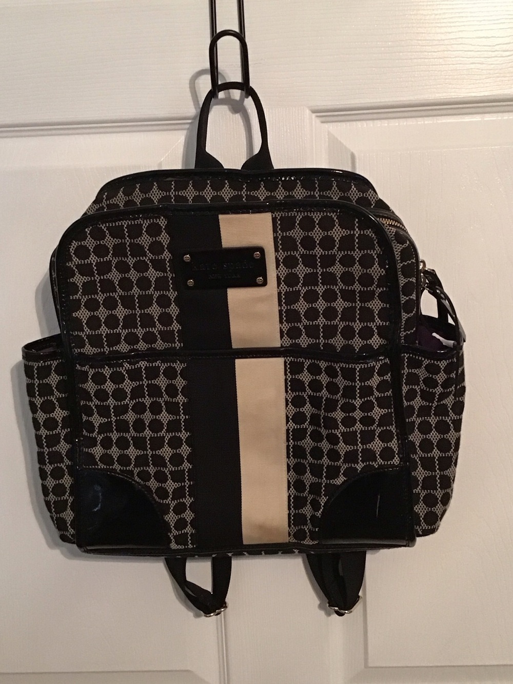 kate spade Black and Beige Patterned Travel Backpack